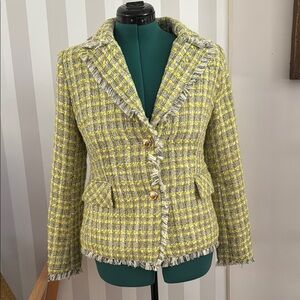 NWT Walter Baker Yellow and Gray Tweed Blazer Classic Tailored Fit